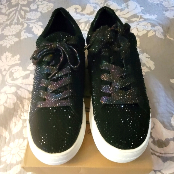LaSheelah NWT Black Sparkly Sneakers Sz 8 - Picture 4 of 10